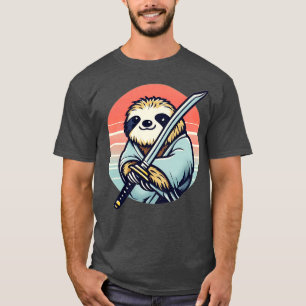 Camiseta Pequeña edición japonesa de Samurai Sloth Retro 80