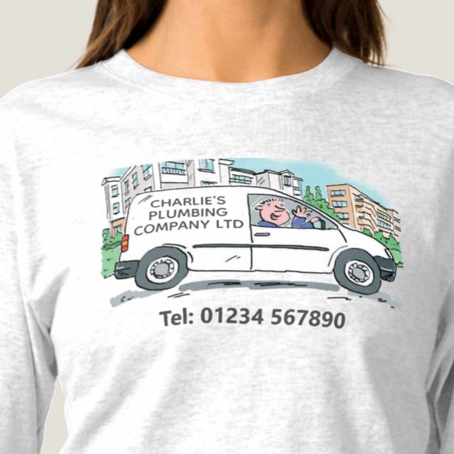 Camiseta Pequeña empresa con nombre en una camioneta blanca (Subido por el creador)