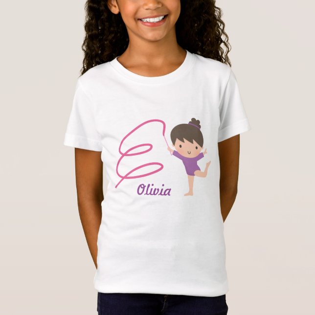 Camiseta Pequeña gimnasia linda del chica y de la cinta del (Anverso)