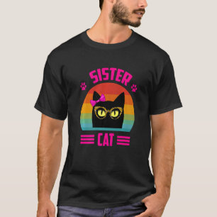 Camiseta Pequeña Hermana Ca Con Gafas De Leopardo Retro Gat
