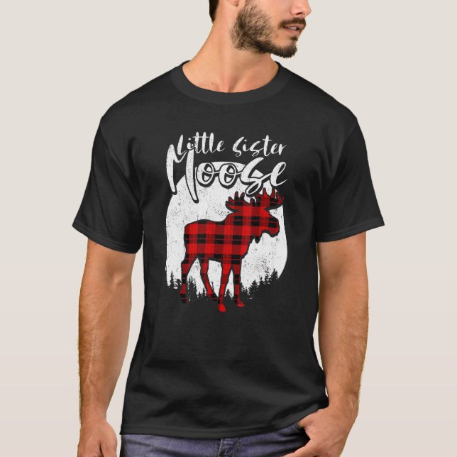 Camiseta Pequeña Hermana Moose Red Plaid Buffalo Matanza Fa (Anverso)