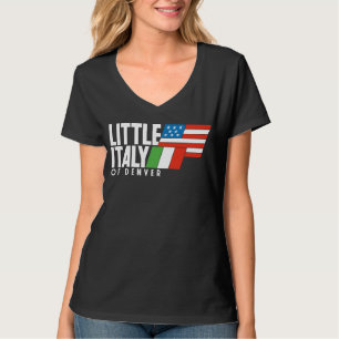 Camiseta Pequeña Italia de Denver 80 Retro NEGRO V Cuello