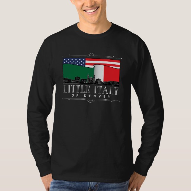 Camiseta Pequeña Italia de Denver Classic BLACK Long Sleeve (Anverso)