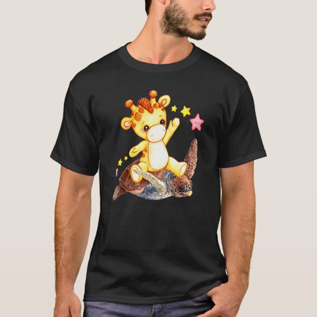 Camiseta Pequeña jirafa de animales en el zoológico de la t (Anverso)