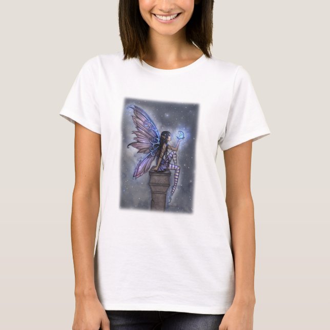 Camiseta Pequeña Luna Azul Magnífica Fantasía Arte (Anverso)