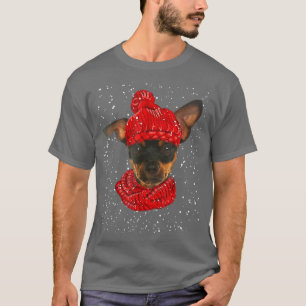 Camiseta Pequeña Miniatura Pinscher Dog Xmas Gorra Scarf Me