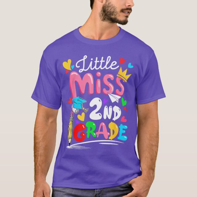 Camiseta Pequeña Miss 2º grado Primer día de 2º grado Cu (Anverso)
