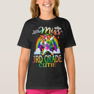 Camiseta Pequeña Miss 3 Grado Cortie Unicornio Arcoiris