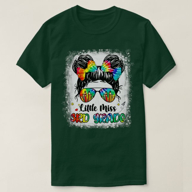 Camiseta Pequeña Miss 3° grado desordenada Chica de bollos  (Diseño del anverso)