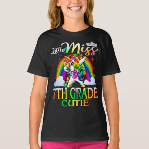 Camiseta Pequeña Miss 7 Grado Cutie Unicornio Arcoiris