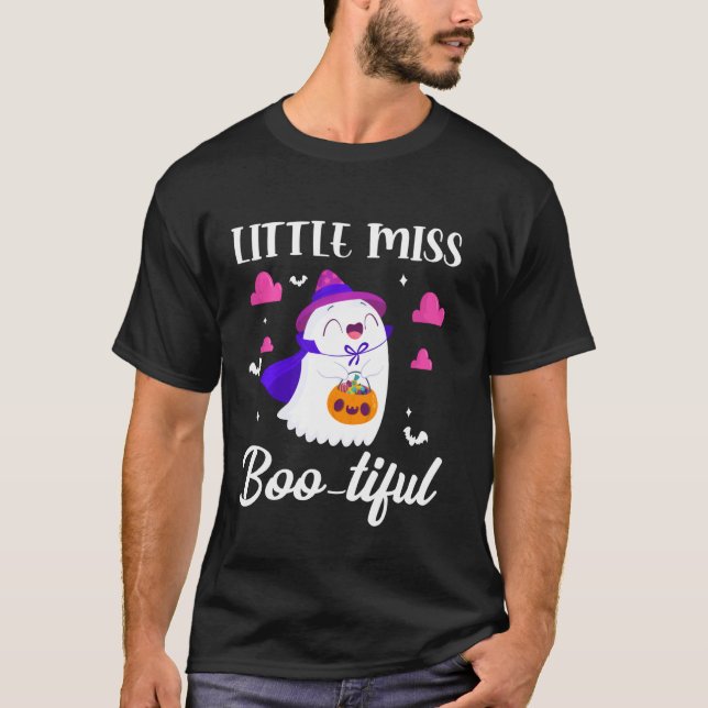 Camiseta Pequeña Miss Boo Tiful Halloween Ghost Boo Gracios (Anverso)