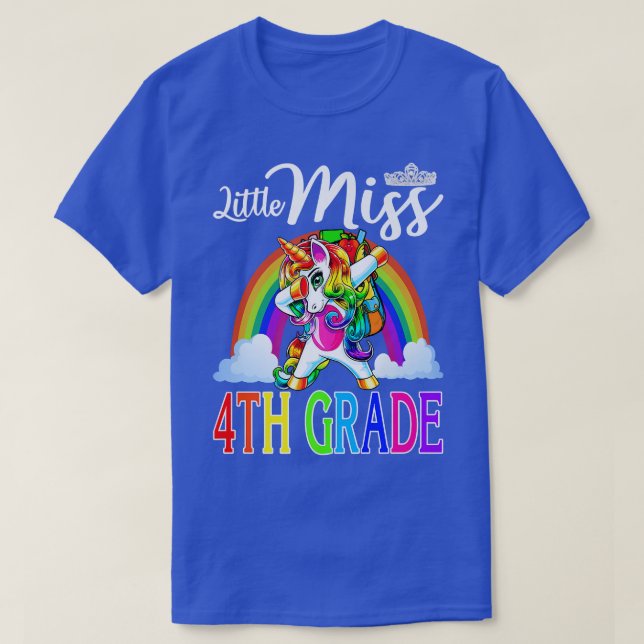 Camiseta Pequeña Miss Cuarto Grado Unicornio Primer Día De  (Diseño del anverso)