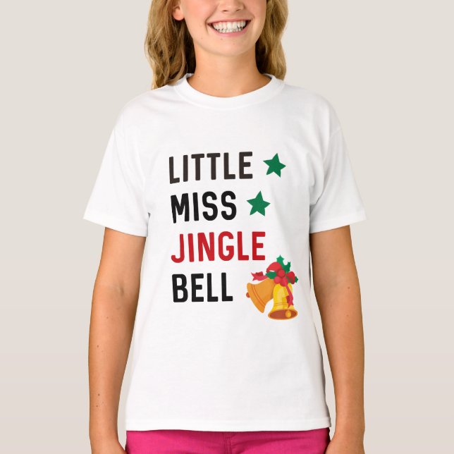 Camiseta Pequeña Miss Jingle Bell // Navidades, niños (Anverso)