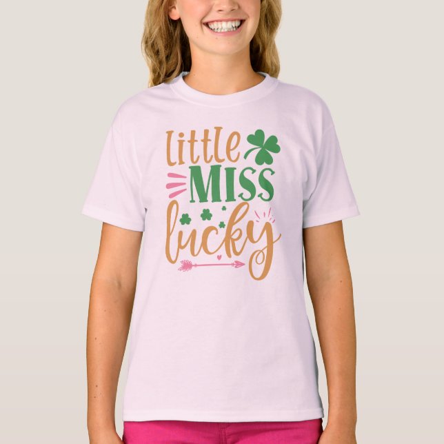 Camiseta Pequeña Miss Lucky St Patrick T-Shirt para los niñ (Anverso)