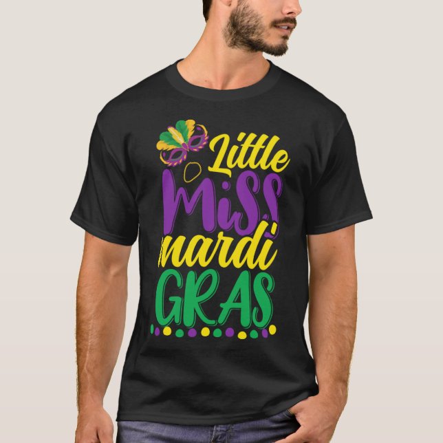 Camiseta Pequeña Miss Mardi Gras 2024 Perlas mujeres Chica (Anverso)
