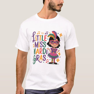 Camiseta Pequeña Miss Mardi Gras Diseño de celebración fest