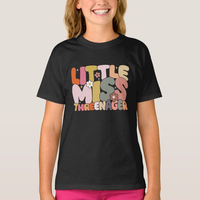 Camiseta Pequeña Miss Threenager Chica Tercer Cumpleaños Ed (Anverso)