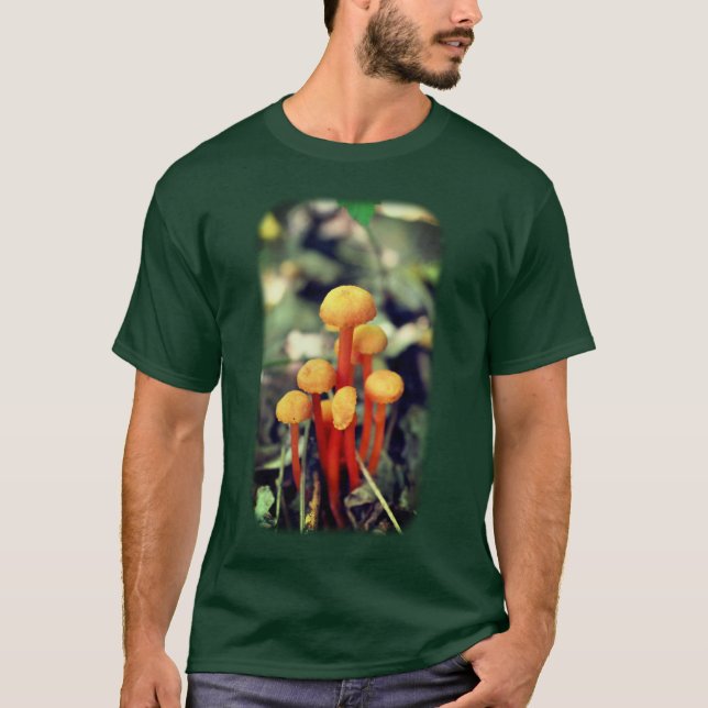 Camiseta Pequeña naturaleza de hongos Naranjas (Anverso)