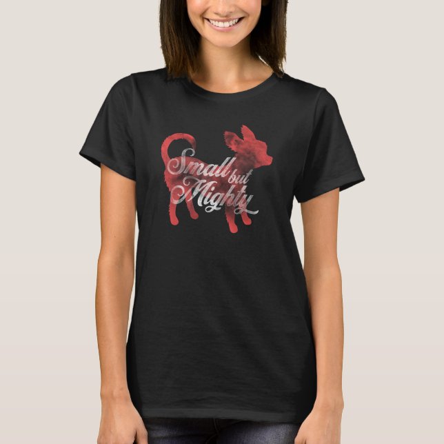 Camiseta Pequeña pero poderosa Chihuahua, retro perturbado (Anverso)