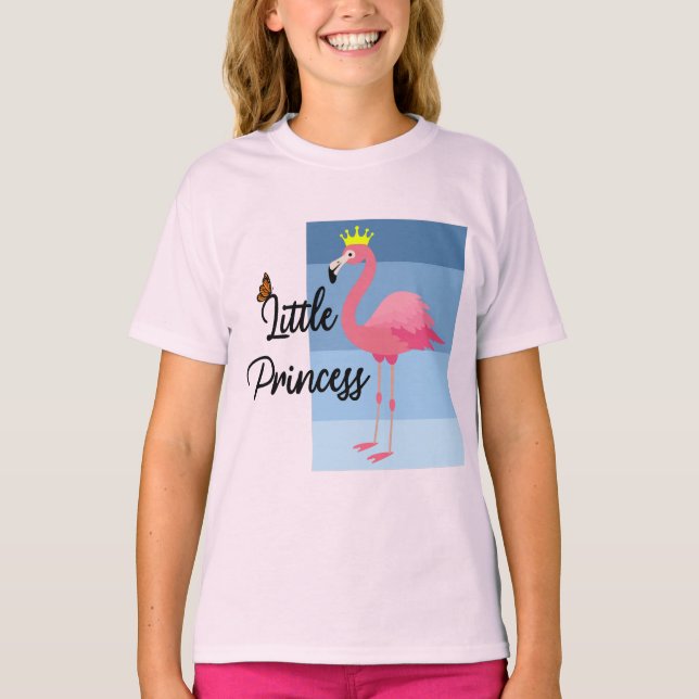 Camiseta Pequeña Princesa de diseño rosa de flamenco - Chic (Anverso)