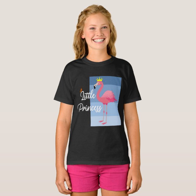 Camiseta Pequeña Princesa de diseño rosa de flamenco - Chic (Anverso completo)