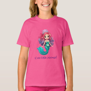 Camiseta Pequeña princesa de sirena rosa arco iris niños co