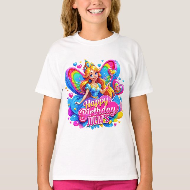 Camiseta Pequeña Princesa Hada Alas Arcoiris, regalo de cum (Anverso)