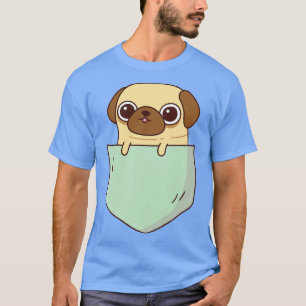 Camiseta Pequeña Pug Cuidada En Bolsillo Verde