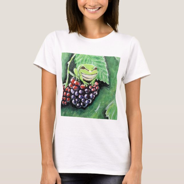 Camiseta Pequeña rana de árbol en una pintura de Blackberry (Anverso)