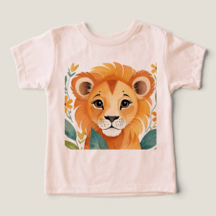 Camiseta pequeña rosada con imagen de león bebé.