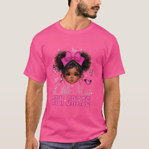 Camiseta Pequeña Señorita 4to Grado Moño Desordenado Niñas