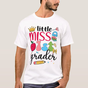 Camiseta Pequeña Señorita de 1er Grado Primer Día de Escuel