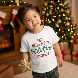 Camiseta Pequeña Señorita Destello de Vacaciones de Navidad