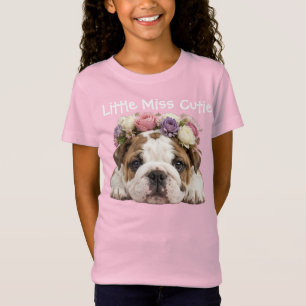 CAMISETA PEQUEÑA SEÑORITA MUÑECA NIÑAS BULLDOG INGLÉS