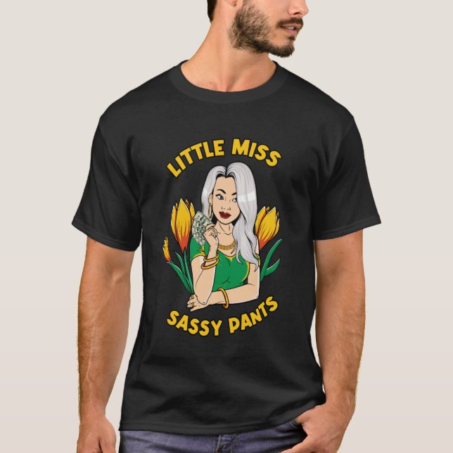 Camiseta Pequeña señorita pantalones chica magia melanin si (Anverso)