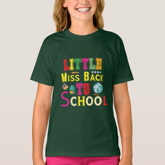 Camiseta Pequeña Señorita Vuelve A La Escuela (Anverso)