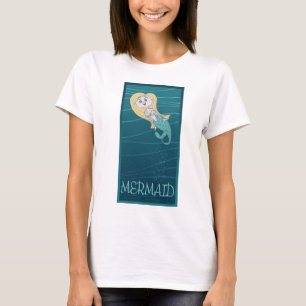 Camiseta Pequeña sirena nadando en el mar