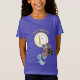 Camiseta Pequeña sirena negra Bonito dorada azul