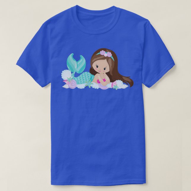 Camiseta Pequeña sirena pequeña sirena con cuero concha el  (Diseño del anverso)