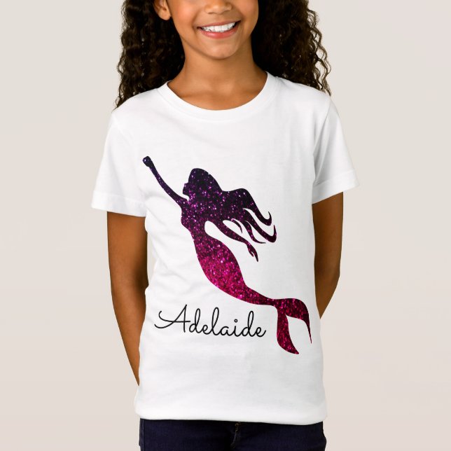 Camiseta Pequeña sirena rosa y morada | Nombre de adición p (Anverso)