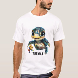 Camiseta Pequeña tortuga marina explorando con su amiga.