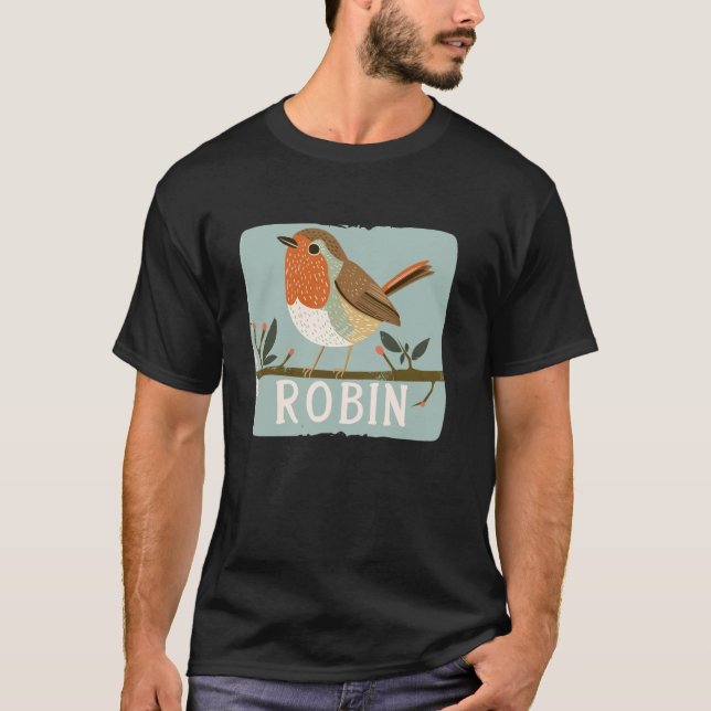 Camiseta Pequeña y divertida ave para los amantes de Robin  (Anverso)