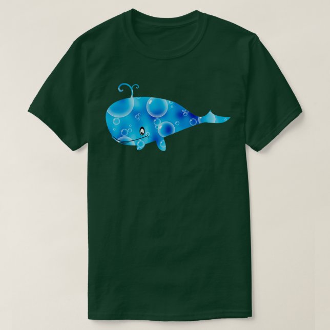 Camiseta Pequeña y divertida ballena azul (Diseño del anverso)