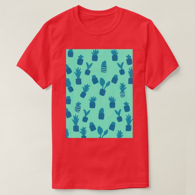 Camiseta Pequeñas macetas azules de teracotta (Diseño del anverso)