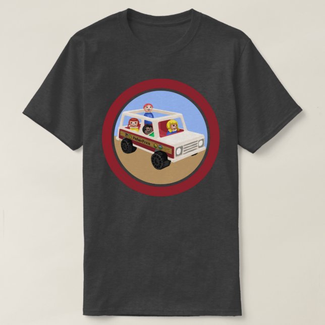 Camiseta Pequeñas personas cuatro amigos tejedores (Diseño del anverso)