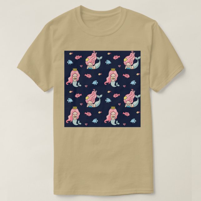 Camiseta Pequeñas sirenas con pelo rosa (Diseño del anverso)