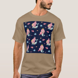 Camiseta Pequeñas sirenas con pelo rosa
