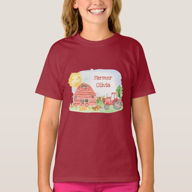 Camiseta Pequeño agricultor con nombre de Chica (Anverso)