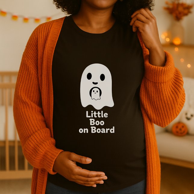 Camiseta Pequeño Boo a bordo de Halloween de Maternidad Fan (Subido por el creador)
