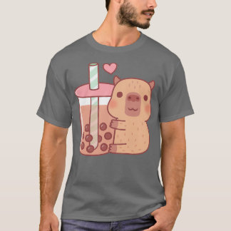 Camiseta Pequeño capibara abraza té de burbuja 1